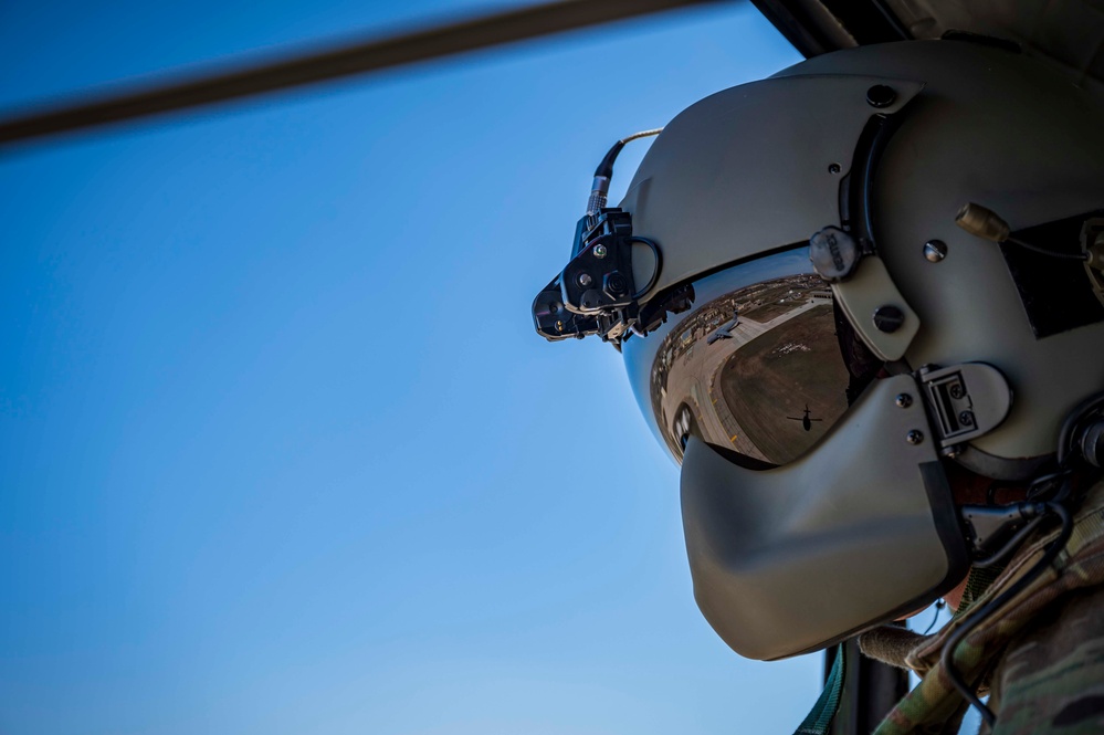 54th Helicopter Squadron crew overlooks Minot Air Force Base flightline