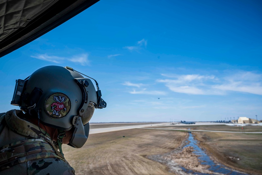 54th Helicopter Squadron crew overlooks Minot Air Force Base flightline