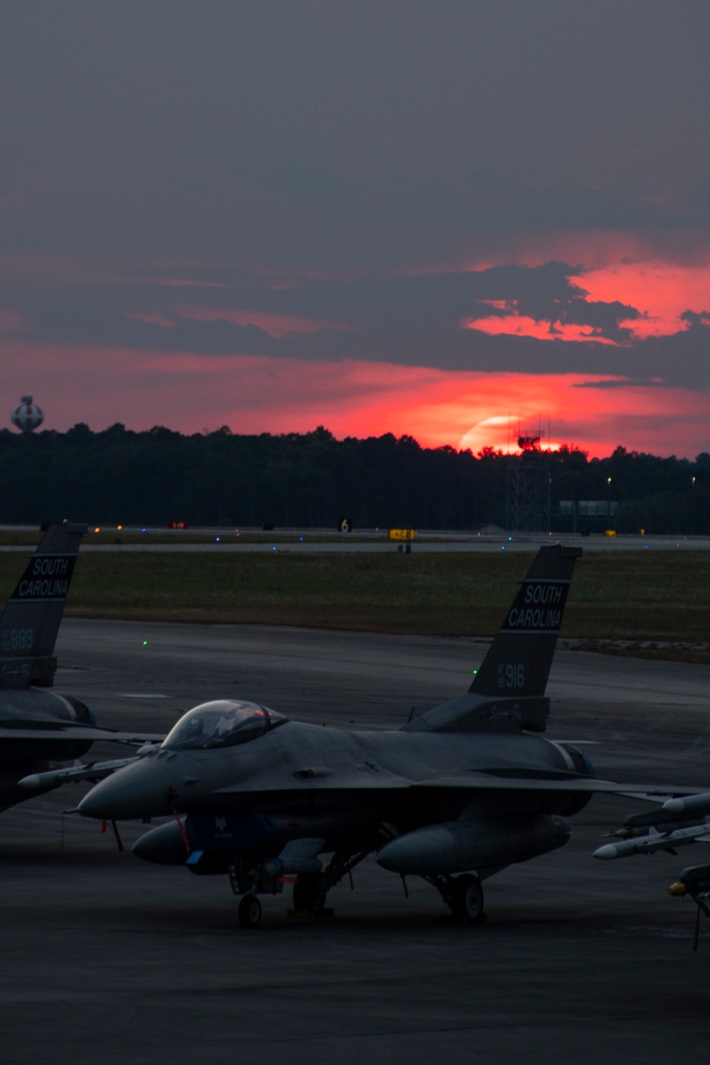 South Carolina Air National Guard F-16 Fighting Falcons at Sunset at the Air Dominance Center