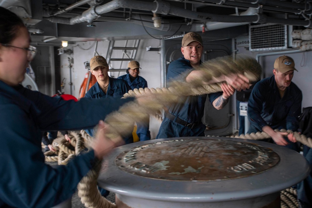 Sailors Conduct Line Handling