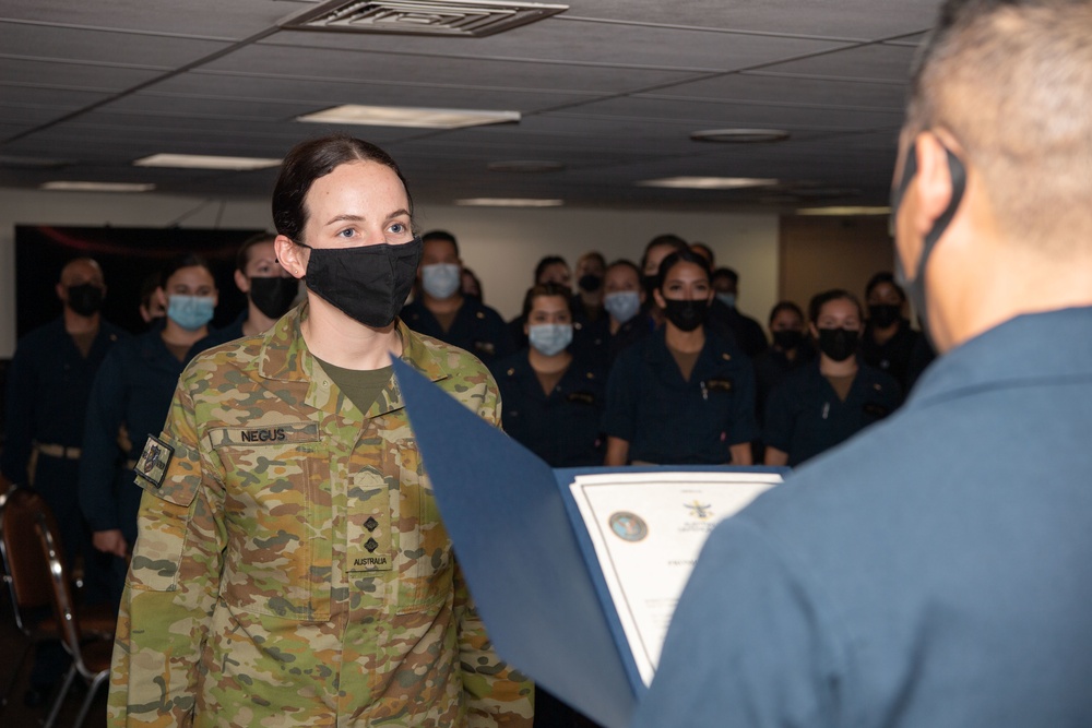 Australian Army Member Promotion Aboard USNS Mercy