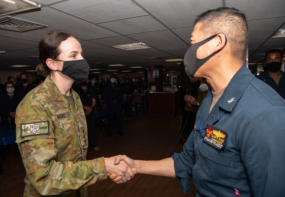 Australian Army Member Promotion Aboard USNS Mercy