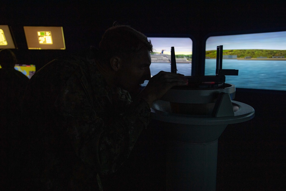 USS America (LHA 6) Sailors Practice Bridge Operations