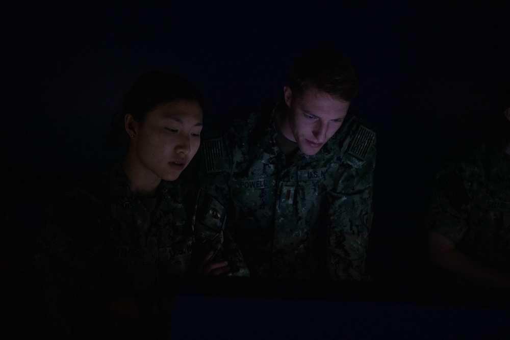 USS America (LHA 6) Sailors Practice Bridge Operations