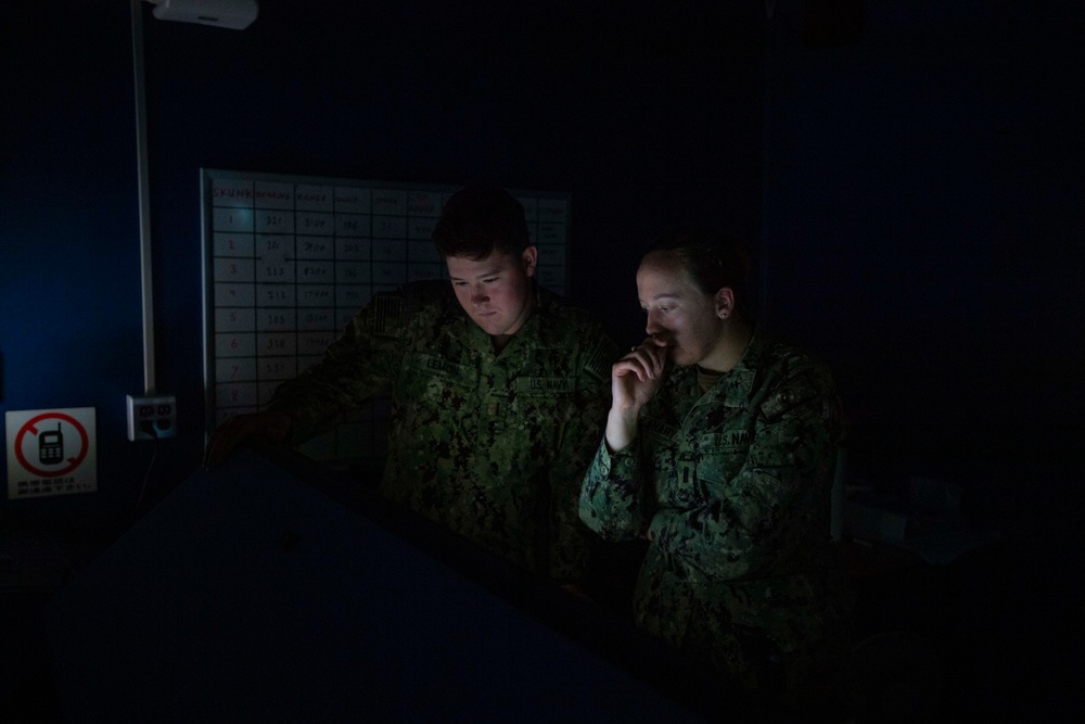 USS America (LHA 6) Sailors Practice Bridge Operations