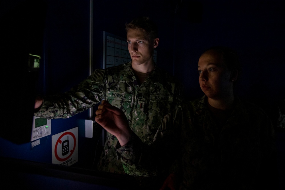 USS America (LHA 6) Sailors Practice Bridge Operations