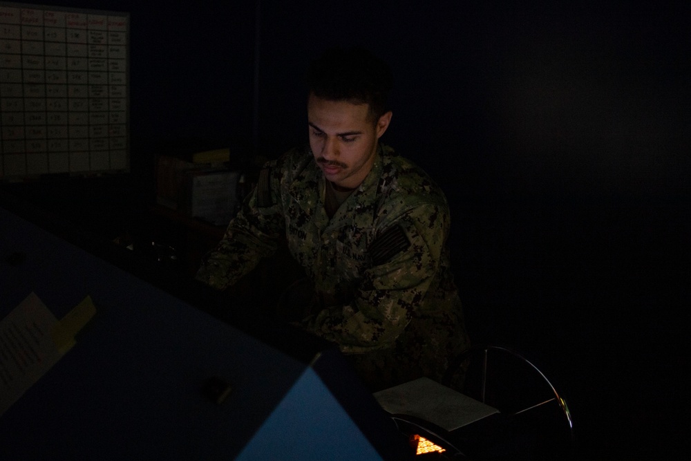 USS America (LHA 6) Sailors Practice Bridge Operations