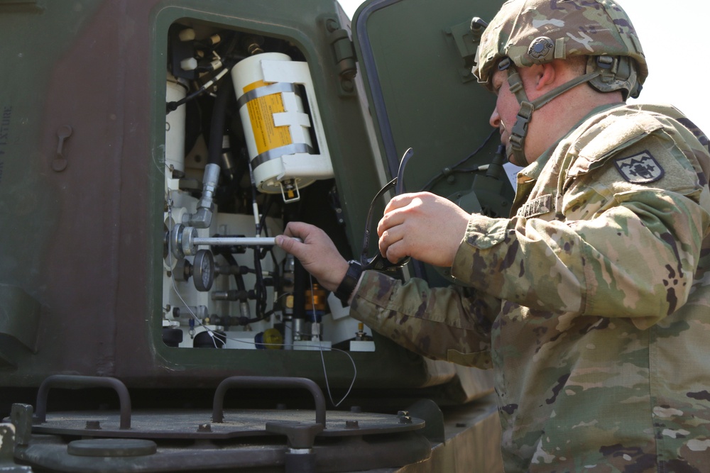1-109th Field Artillery Soldiers draw prepositioned stock in Lithuania