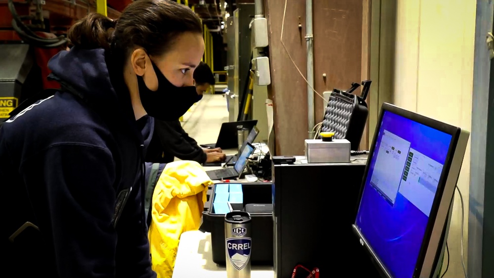 CRREL research general engineer Kathryn Trubac starts the wave tank