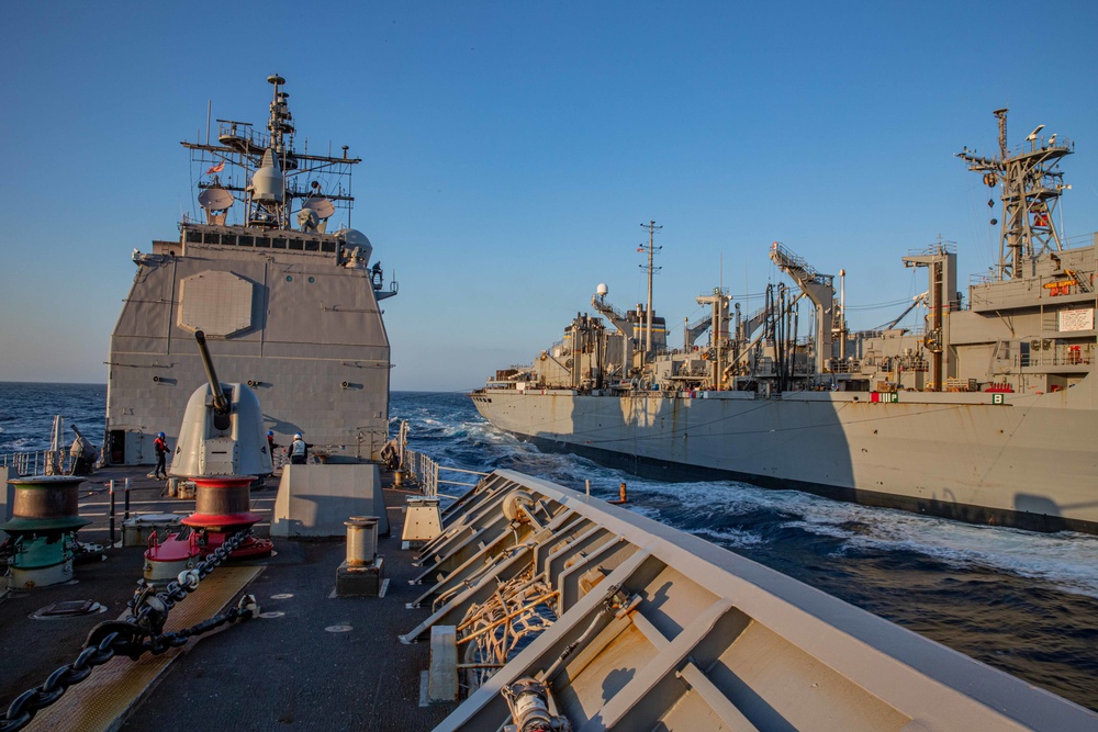 USS San Jacinto conducts replenishment at sea