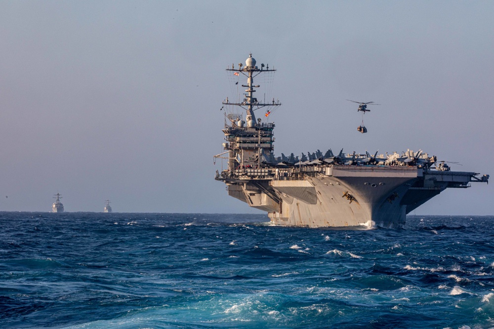 USS San Jacinto conducts replenishment at sea