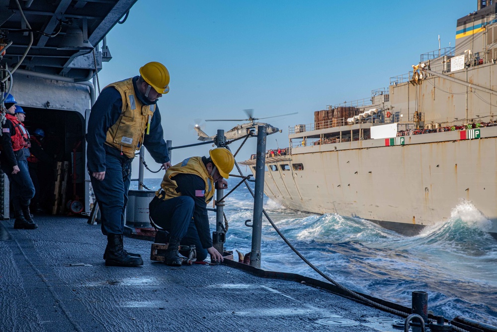 USS San Jacinto conducts replenishment at sea