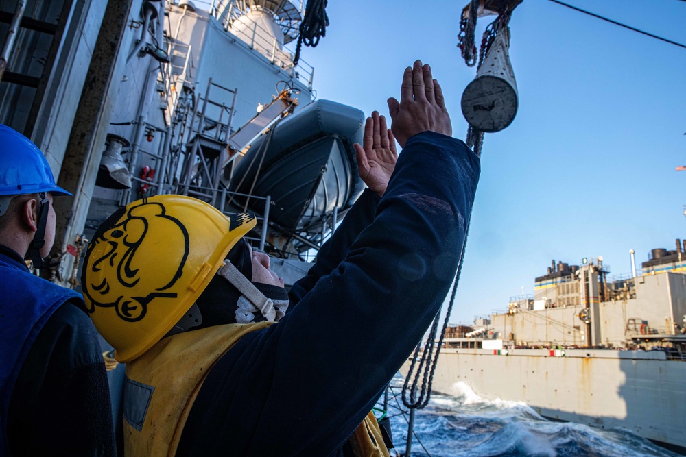 USS San Jacinto conducts replenishment at sea