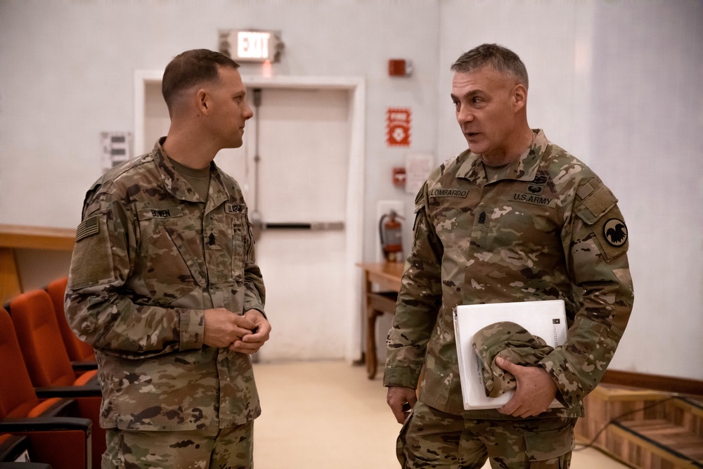 Command. Sgt. Maj. Lombardo Camp Arifjan Town Hall MAY 2022