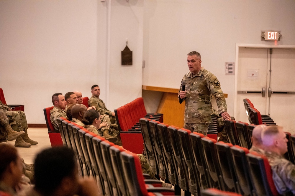 Command. Sgt. Maj. Lombardo Camp Arifjan Town Hall MAY 2022