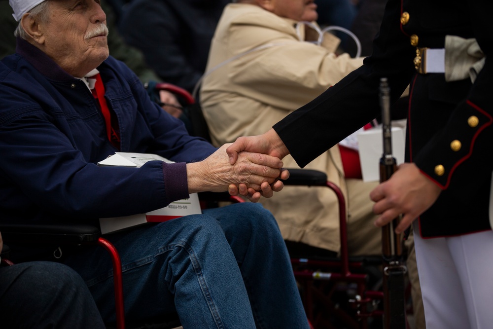 Silent Drill Platoon performs for Honor Flight Network at Lincoln Memorial