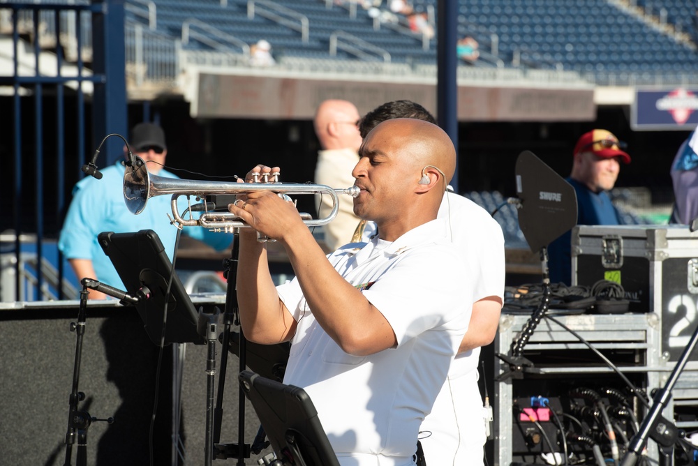 Navy Band Cruisers play for Navy Day at Nationals Park