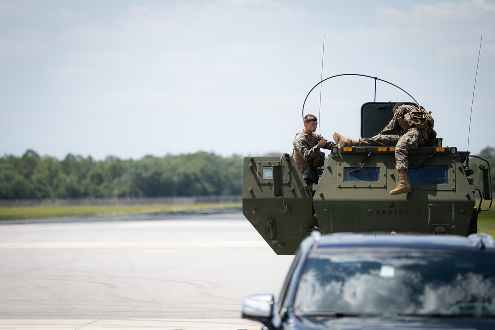 U.S. Marine Corps launch High Mobility Artillery Rocket System during Emerald Warrior 22.1