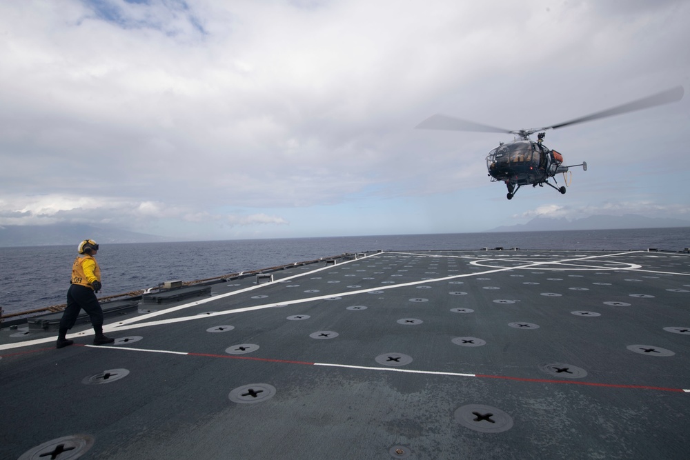 French Navy Helicopters Touchdown on the USS Pearl Harbor