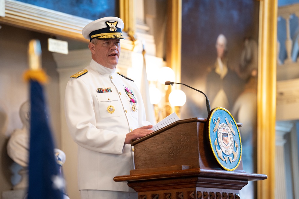 Coast Guard holds change of command ceremony for Coast Guard First District Commander.