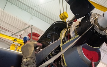 166th Airlift Wing Jet Propulsion Section Replaces Aircraft Engine