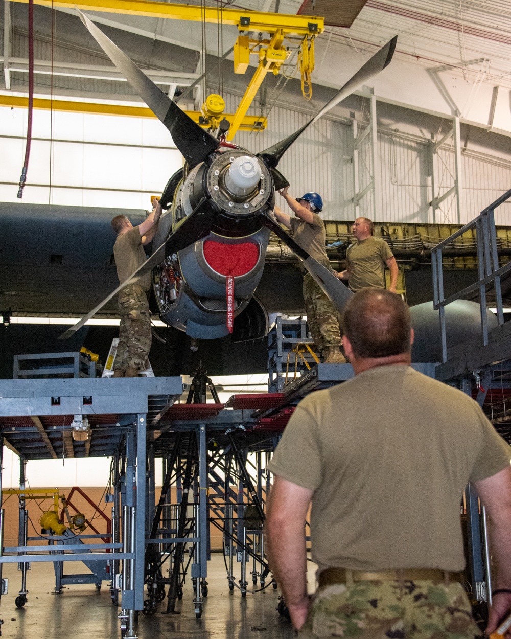 166th Airlift Wing Jet Propulsion Section Replaces Aircraft Engine