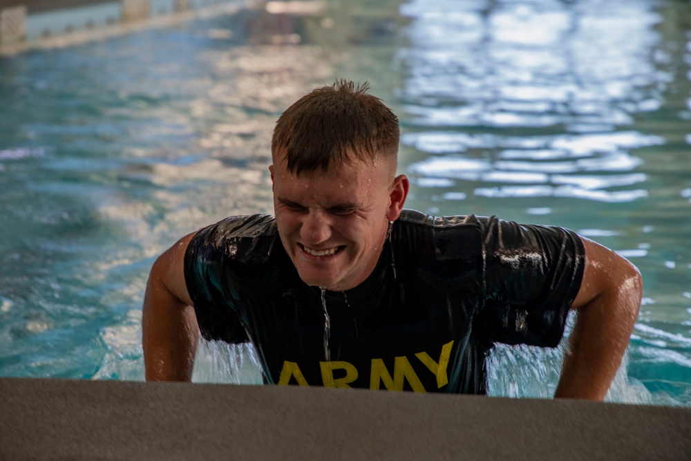 Sgt. Preston Hough exits the pool