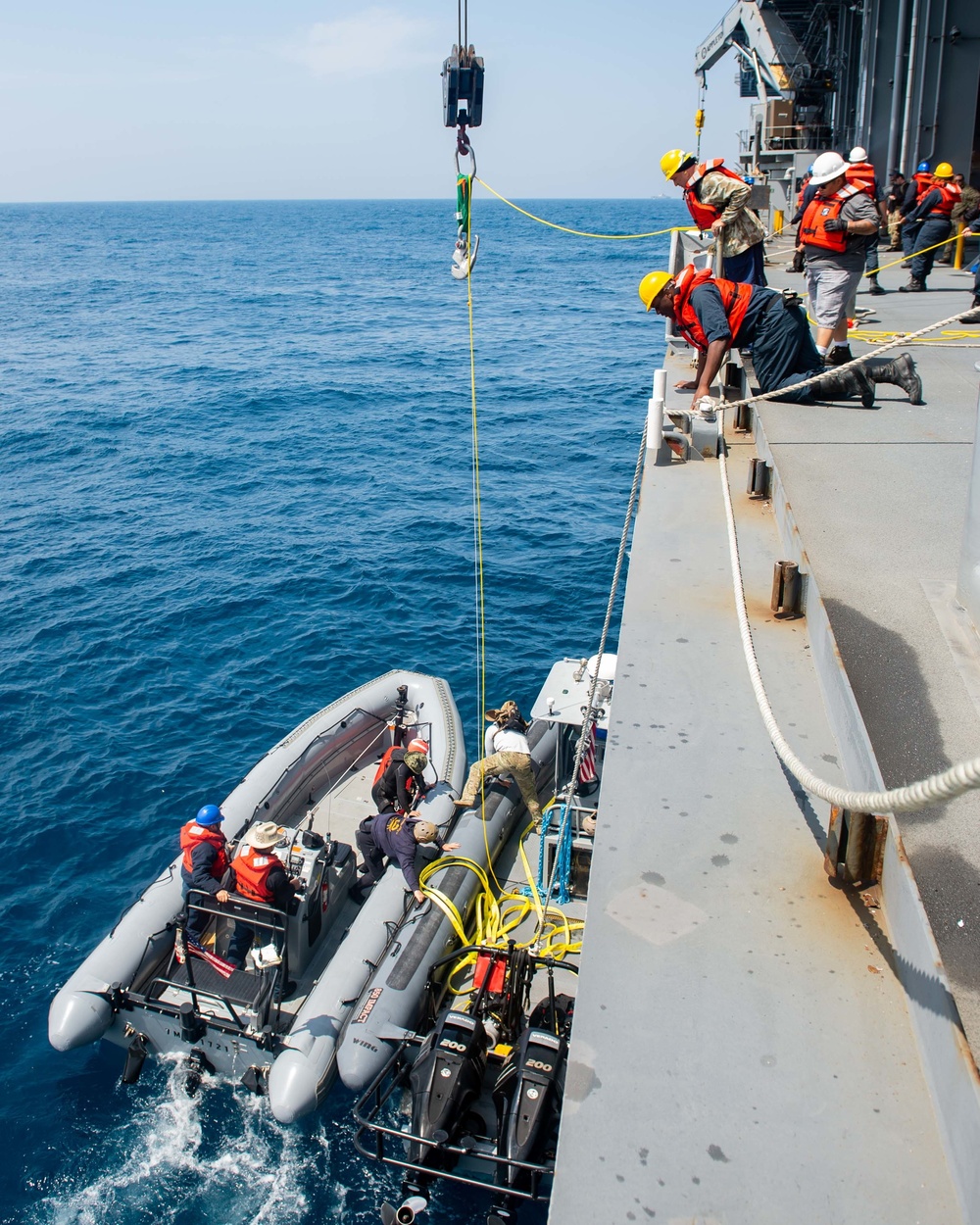 Sailors aboard USS Miguel Keith launch RIB during Noble Vanguard