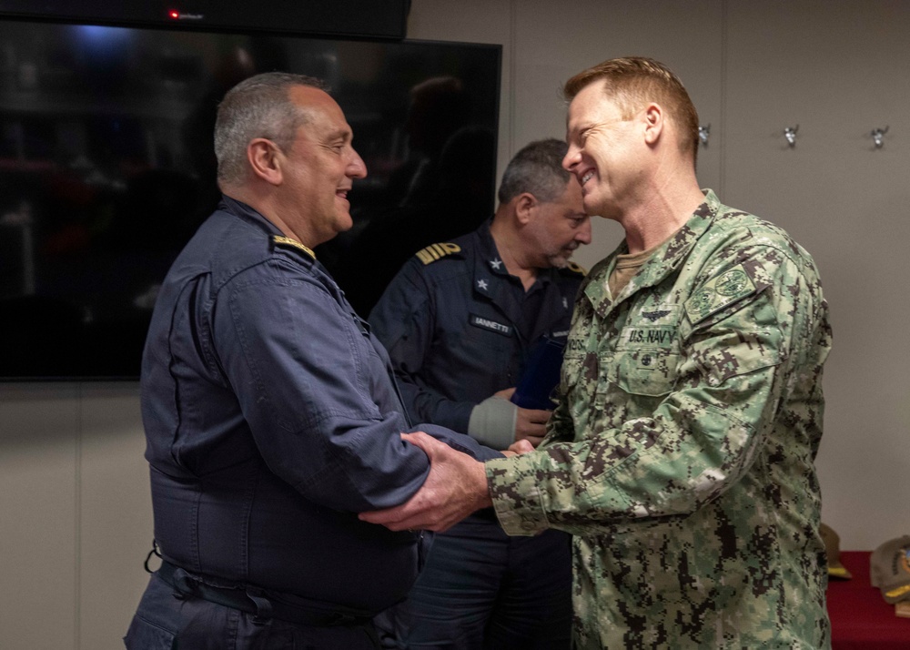 USS Hershel &quot;Woody&quot; Williams (ESB 4) Hosts Italian Naval Leadership