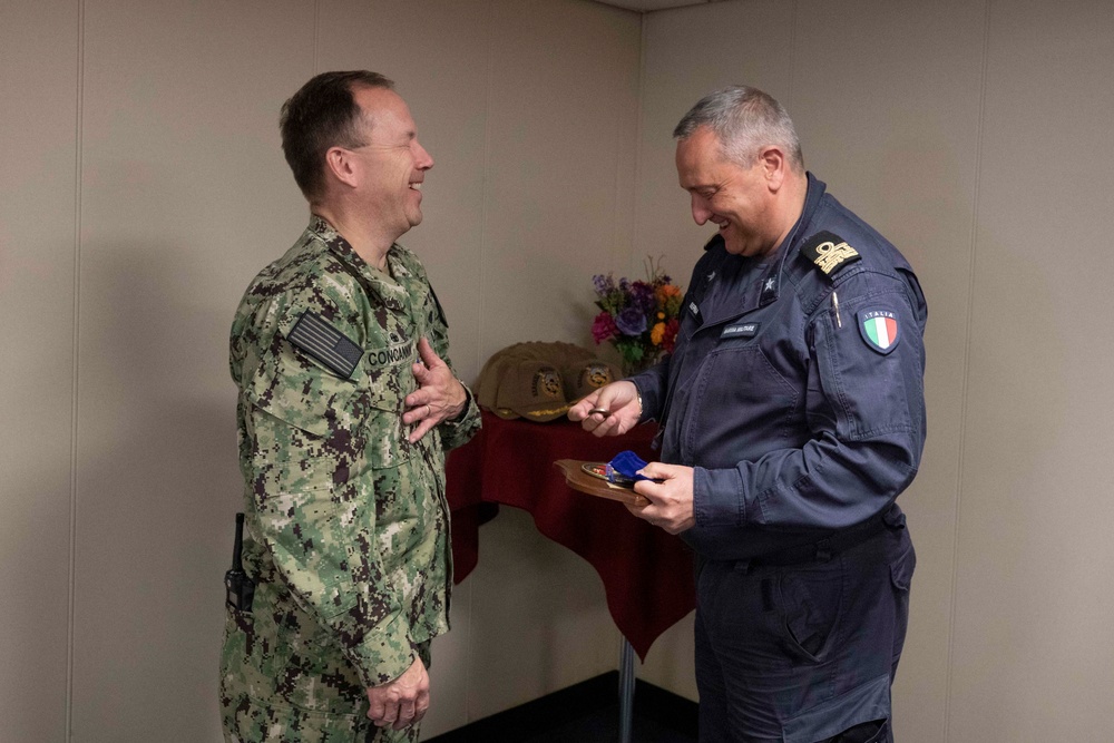 USS Hershel &quot;Woody&quot; Williams (ESB 4) Hosts Italian Naval Leadership