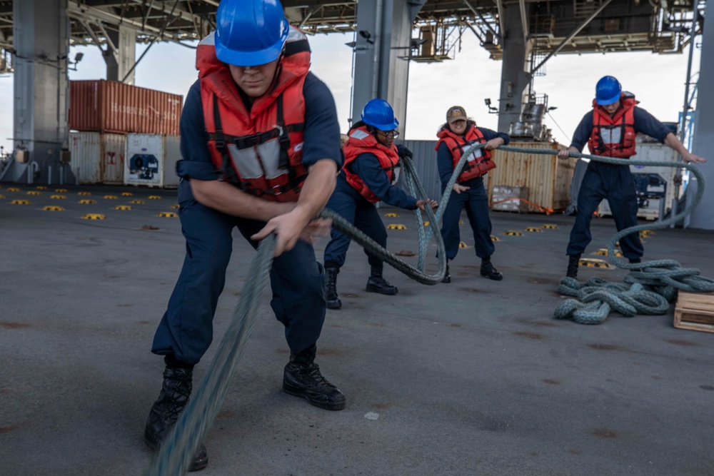 USS Hershel &quot;Woody&quot; Williams (ESB 4) Blue Military Crew Begins Deployment