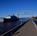 The future USS Minneapolis-Saint Paul (PCU LCS-21) arrives in Duluth, Minnesota