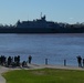 The future USS Minneapolis-Saint Paul (PCU LCS-21) arrives in Duluth, Minnesota