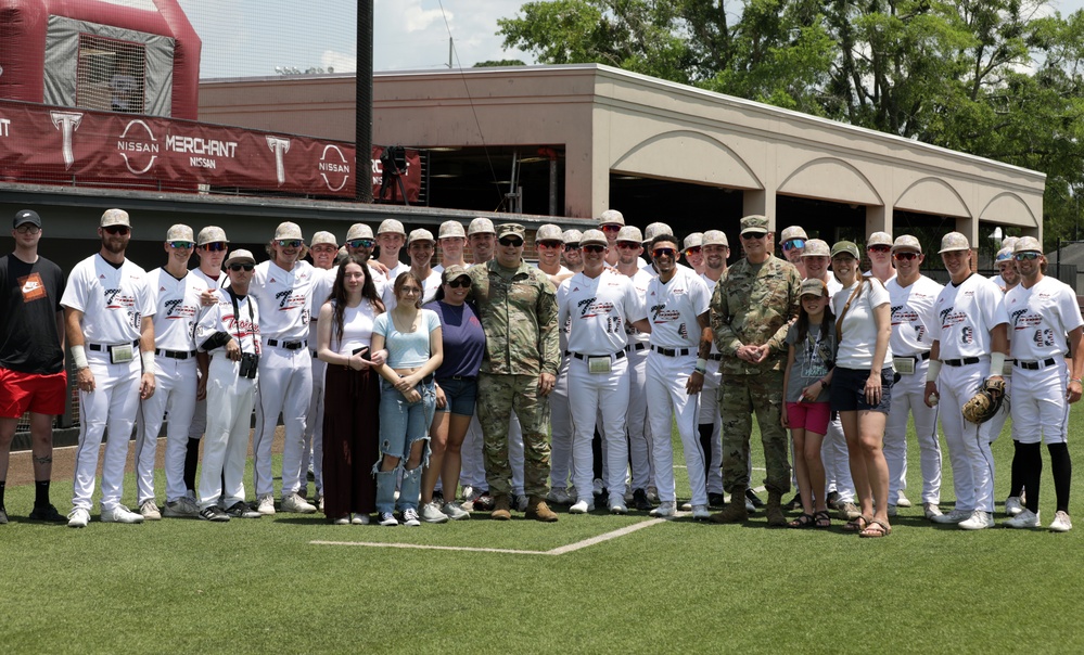 110th Aviation Brigade Commander throws ceremonial 1st pitch