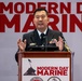 Command Master Chief Chupashko of the Office of Naval Research gives a presentation on TechSolutions at Modern Day Marine