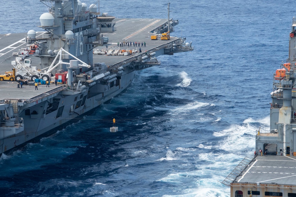 USS Ronald Reagan (CVN 76) Conducts Replenishment-At-Sea with USNS Amelia Earhart (T-AKE 6)