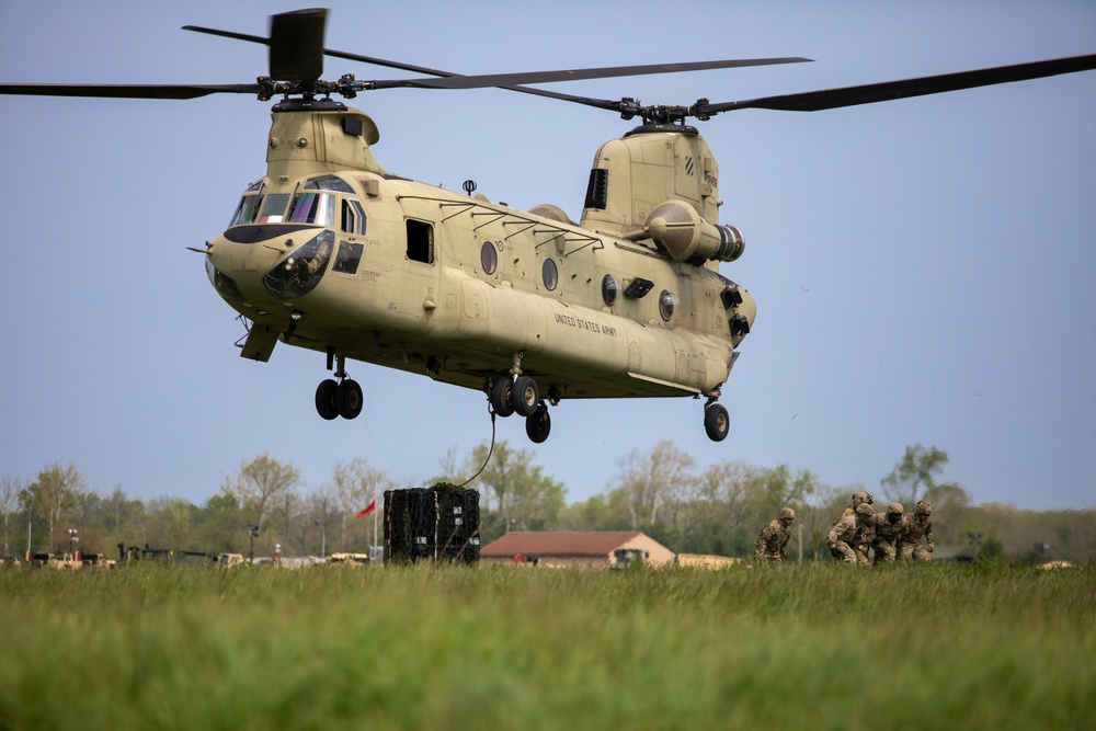 The 3rd Combat Aviation Brigade conducts sling load operations during Guardian Response 22