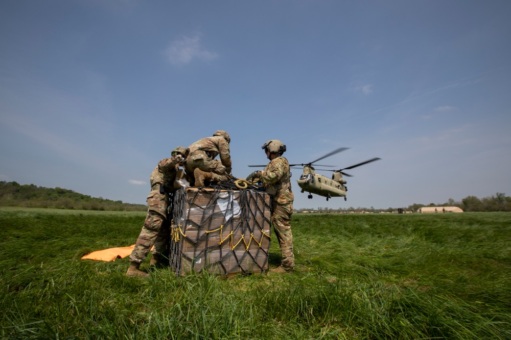 The 3rd Combat Aviation Brigade conducts sling load operations during Guardian Response 22