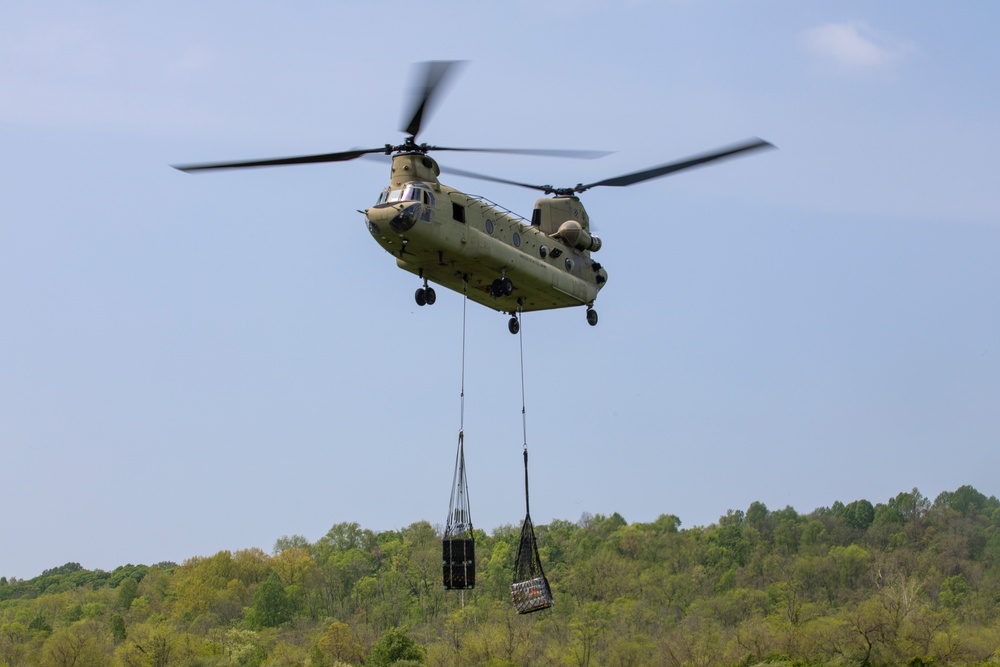 The 3rd Combat Aviation Brigade conducts sling load operations during Guardian Response 22