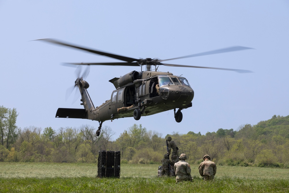 The 3rd Combat Aviation Brigade conducts sling load operations during Guardian Response 22