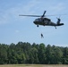 Louisiana National Guard Soldiers with 204th Theater Airfield Operations train on hoist operations with Black Hawks during annual training at Camp Shelby, Mississippi, May 16, 2022.