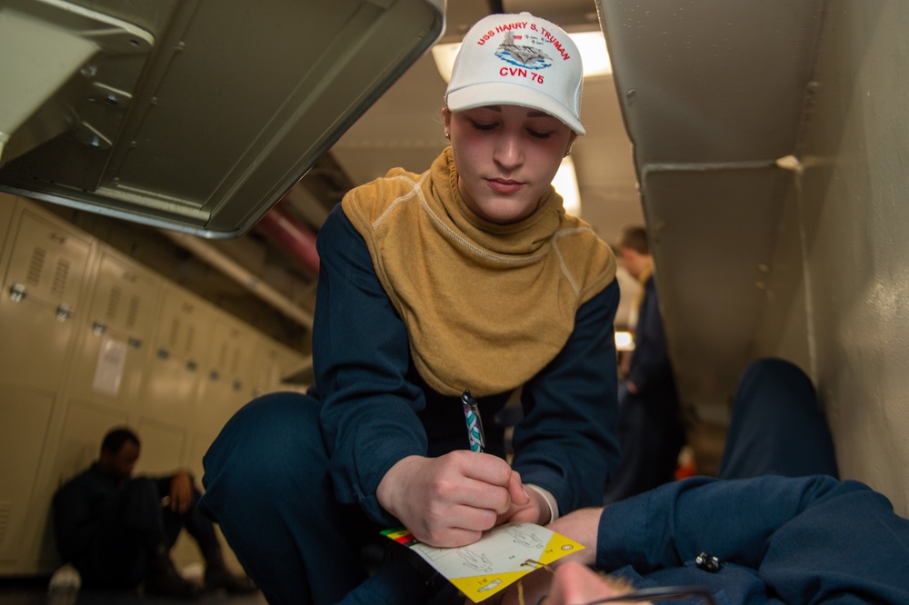 The Harry S. Truman Carrier Strike Group is on a scheduled deployment in the U.S. Sixth Fleet area of operations in support of naval operations to maintain maritime stability and security.
