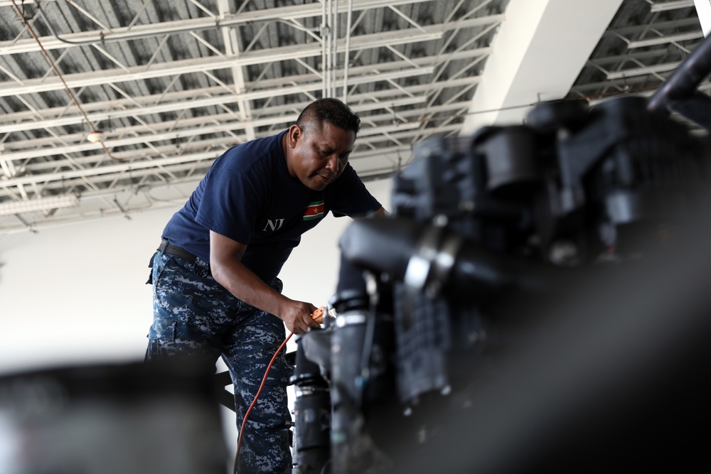 Belize Coast Guard vessel maintenance training during TRADEWINDS 22