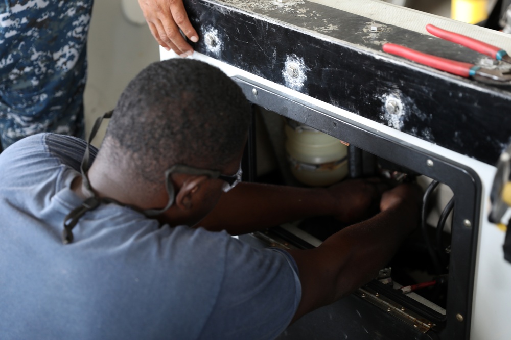 Belize Coast Guard vessel maintenance training during TRADEWINDS 22