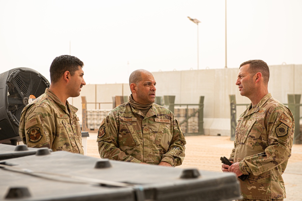 Roll Sleeves Up - 378th AEW leadership help out at Aerial Port