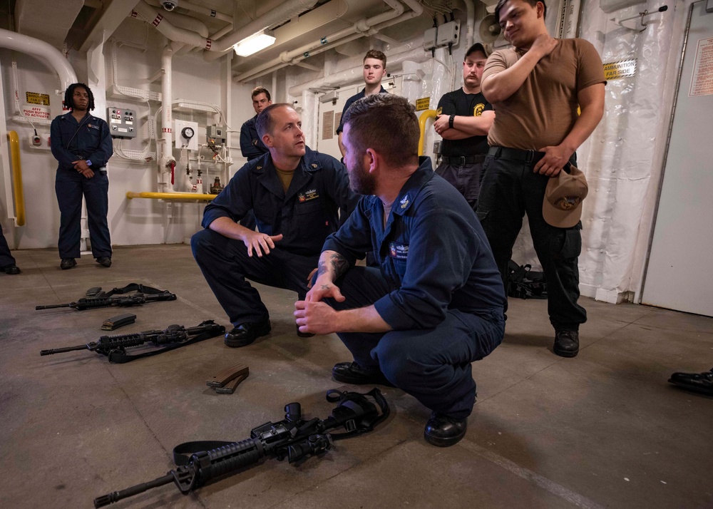 USS Hershel "Woody" Williams (ESB 4) Conducts Small-Arms Line Coach Training