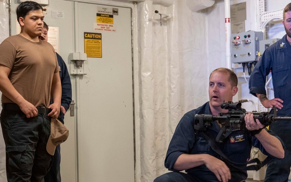 USS Hershel "Woody" Williams (ESB 4) Conducts Small-Arms Line Coach Training