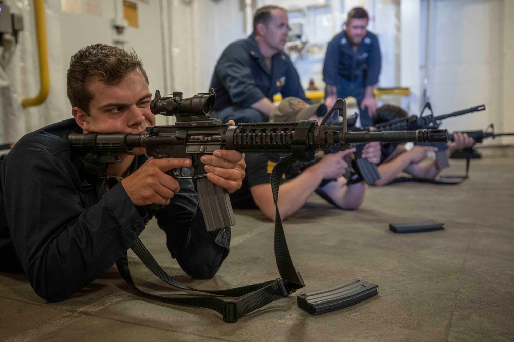 USS Hershel "Woody" Williams (ESB 4) Conducts Small-Arms Line Coach Training