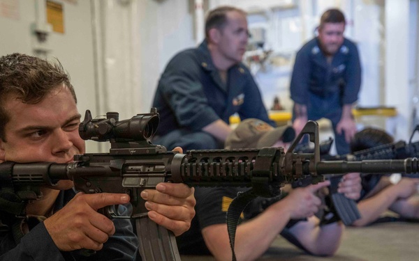 USS Hershel "Woody" Williams (ESB 4) Conducts Small-Arms Line Coach Training