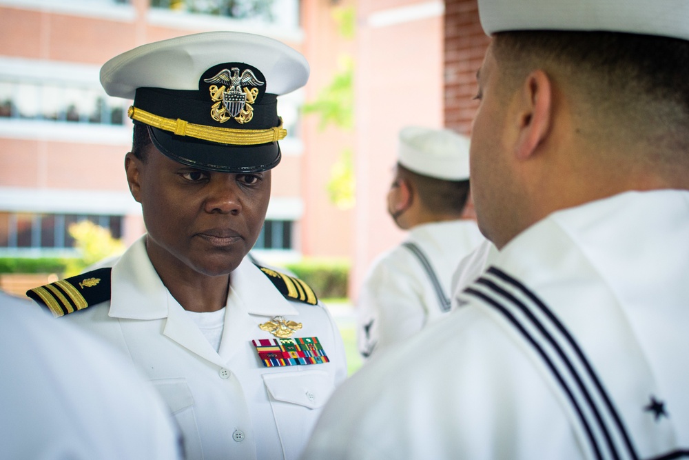 Navy Service Dress White Inspection Aboard Cherry Point